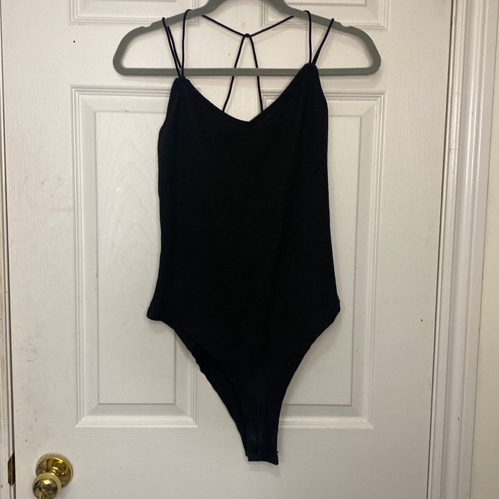 Black Lacey Open Back Bodysuit